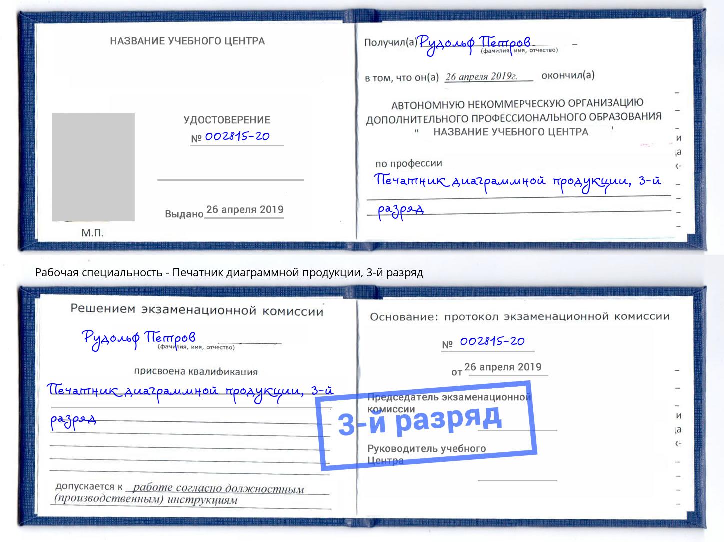 корочка 3-й разряд Печатник диаграммной продукции Бирск